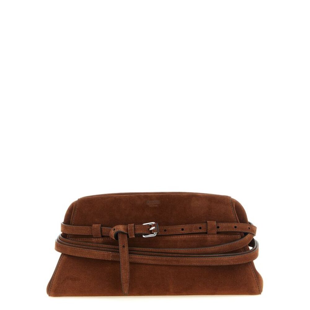 Moschino Brown Calfskin Clutch Women's Bag